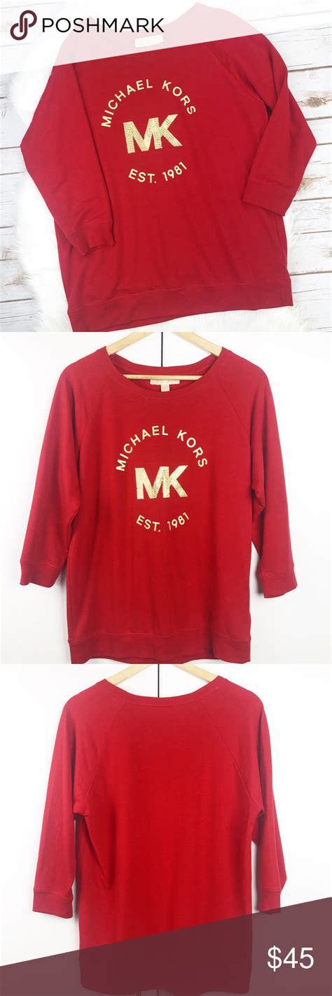 red michael kors long naked shoulder top|michael kors sweatshirt.